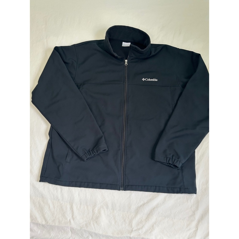 Columbia Mens Black Softshell Fleece Lined Full Zip Jacket Size 2X Big & Tall